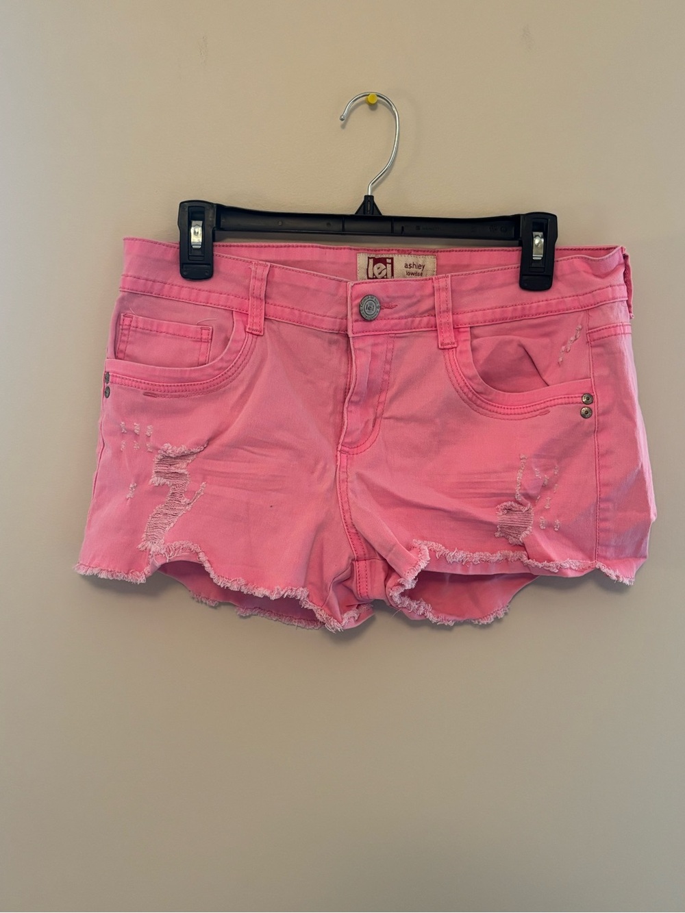 lei Pink Distressed Denim Cutoff Shorts